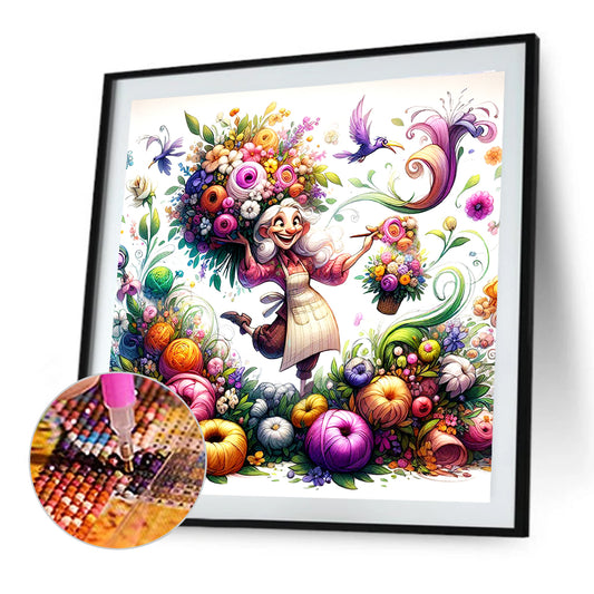 Happy People And Flowers - Full Round Drill Diamond Painting 40*40CM