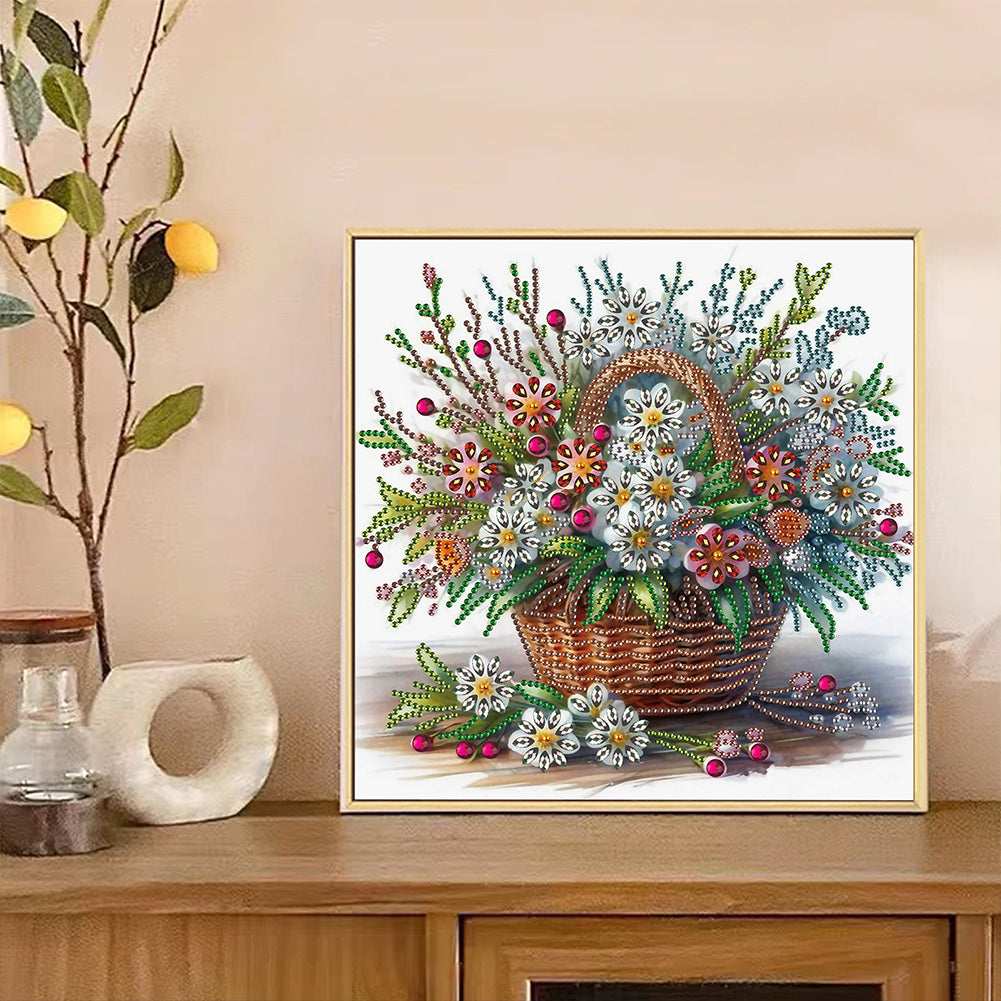 Bouquet Basket - Special Shaped Drill Diamond Painting 30*30CM