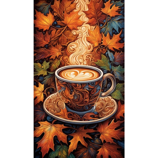 Autumn Maple Leaf Coffee - Full Square Drill Diamond Painting 40*70CM
