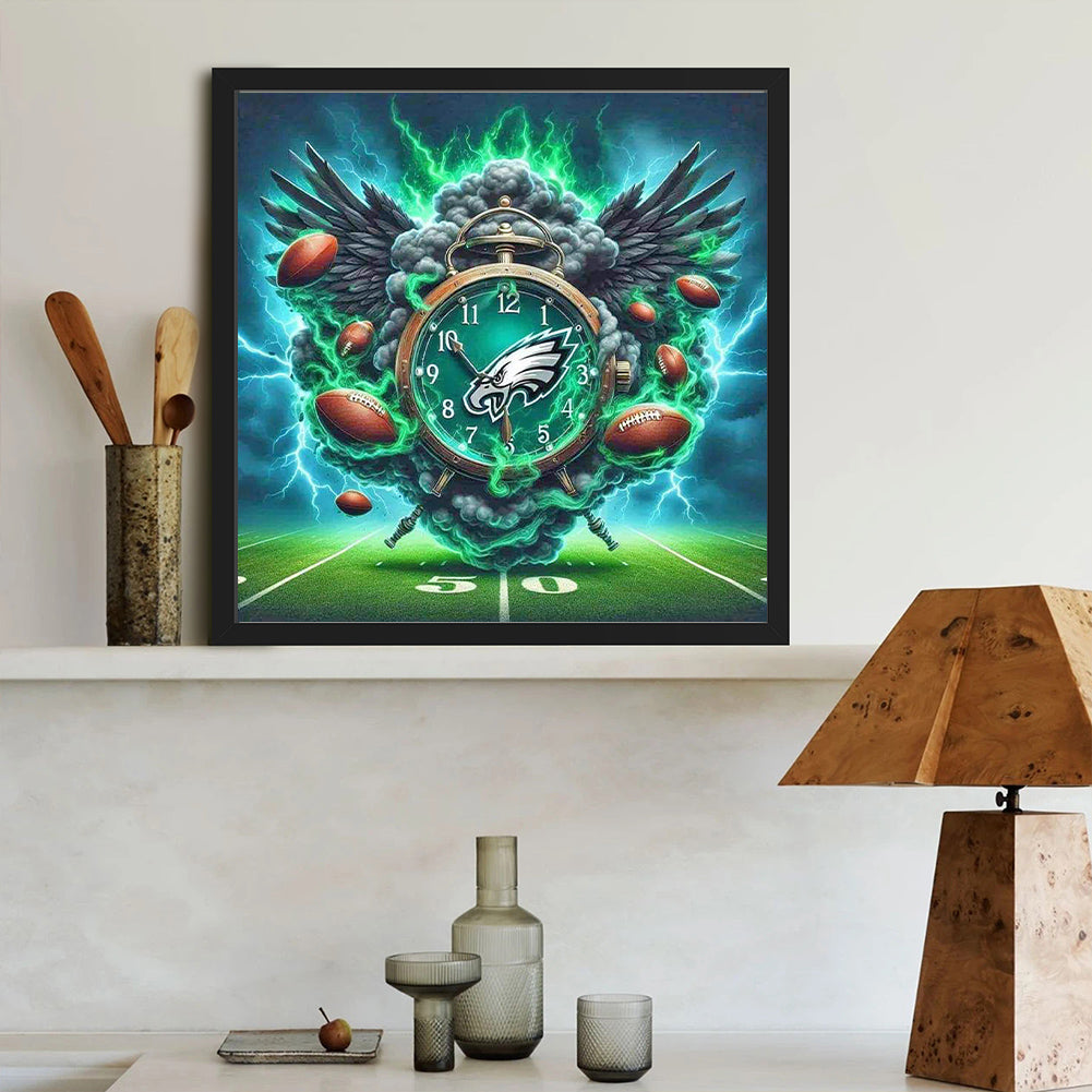Philadelphia Eagles Clock - Full Round Drill Diamond Painting 40*40CM