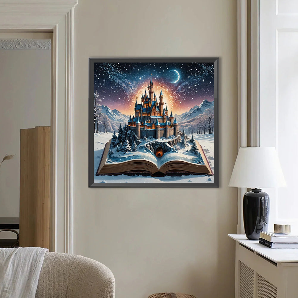 Snow Castle In The Book - Full Round Drill Diamond Painting 50*50CM