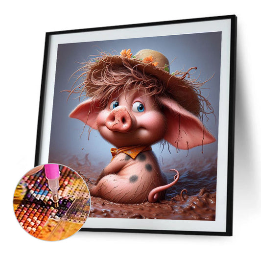Pig - Full Round Drill Diamond Painting 40*40CM
