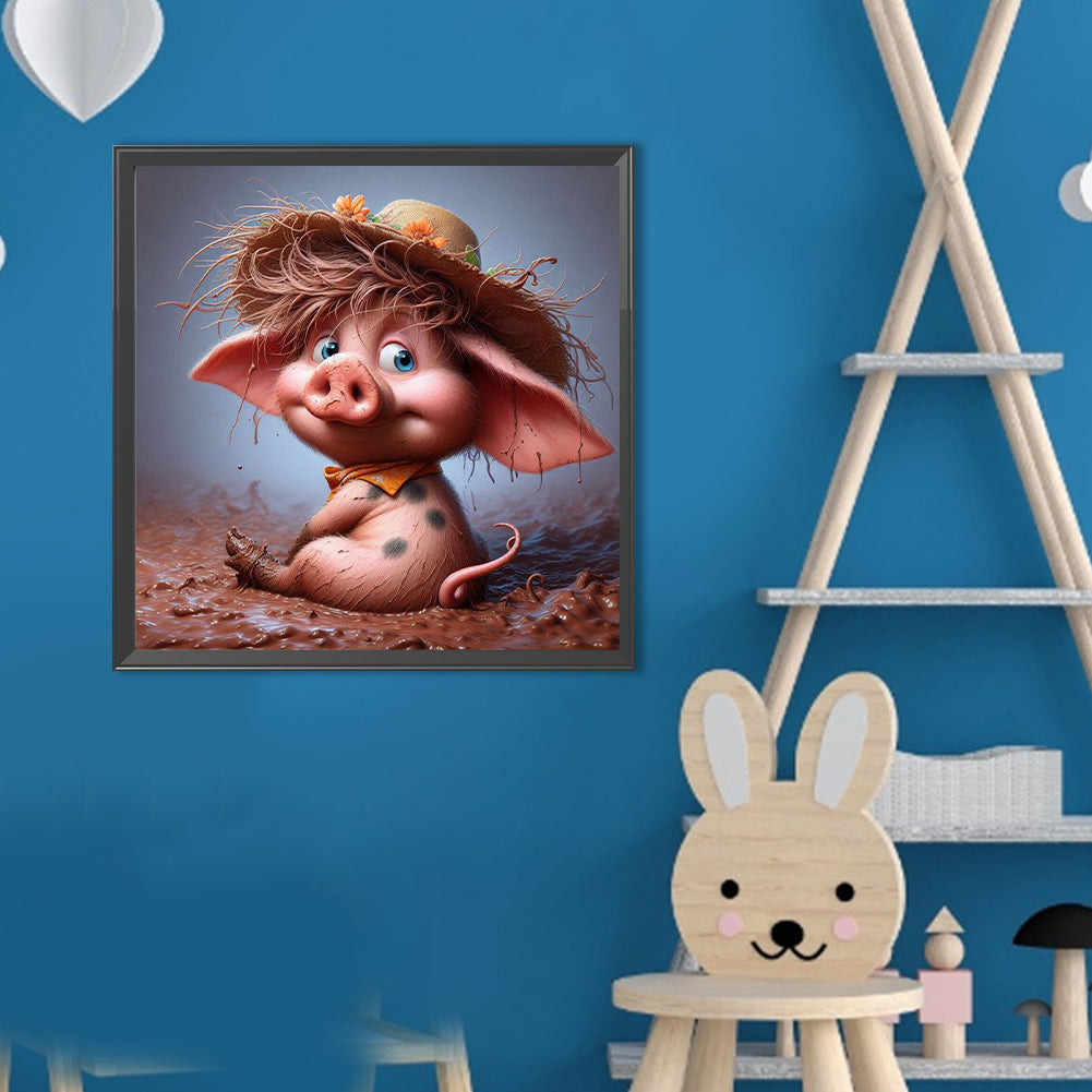 Pig - Full Round Drill Diamond Painting 40*40CM