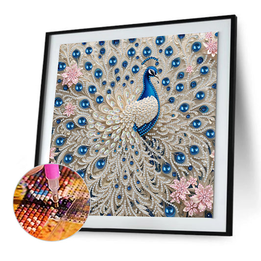 White Peacock - Special Shaped Drill Diamond Painting 30*30CM