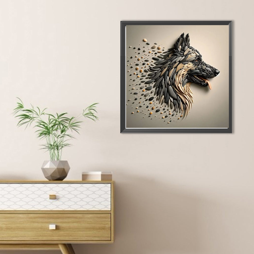 Stone Art Wolf - Full Round Drill Diamond Painting 30*30CM