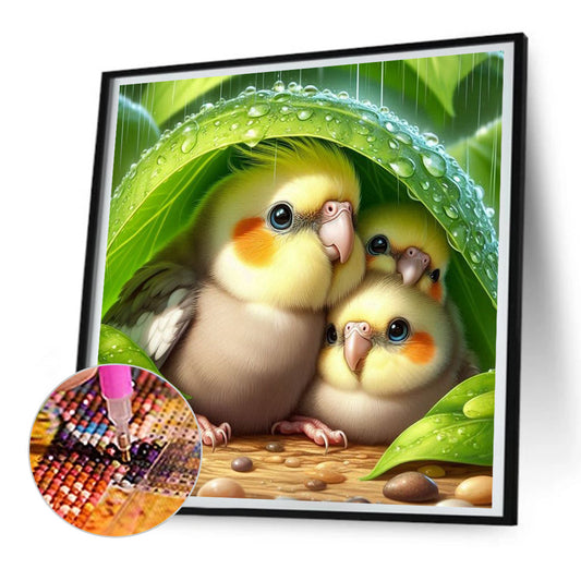 Parrot Under Leaves - Full Round Drill Diamond Painting 30*30CM