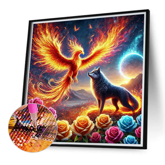 Phoenix And Wolf - Full Round Drill Diamond Painting 40*40CM