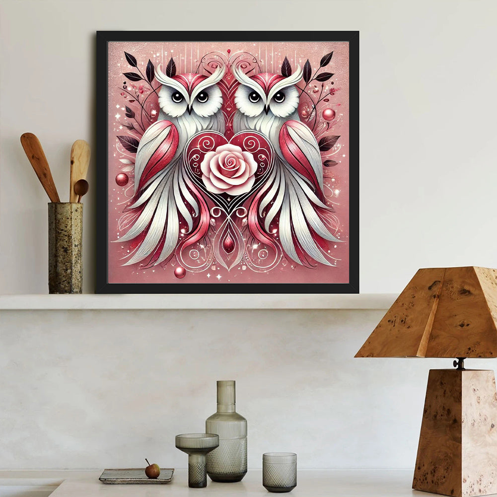 Two Owls - Full Round Drill Diamond Painting 40*40CM