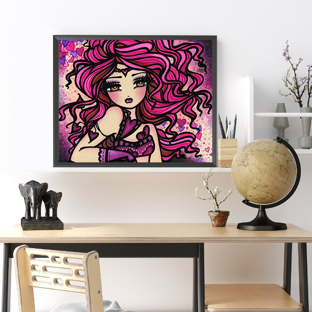 Pink Girl - Full Round Drill Diamond Painting 50*40CM