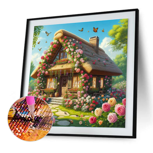 Butterfly House With Flower Fragrance - Full Round Drill Diamond Painting 30*30CM