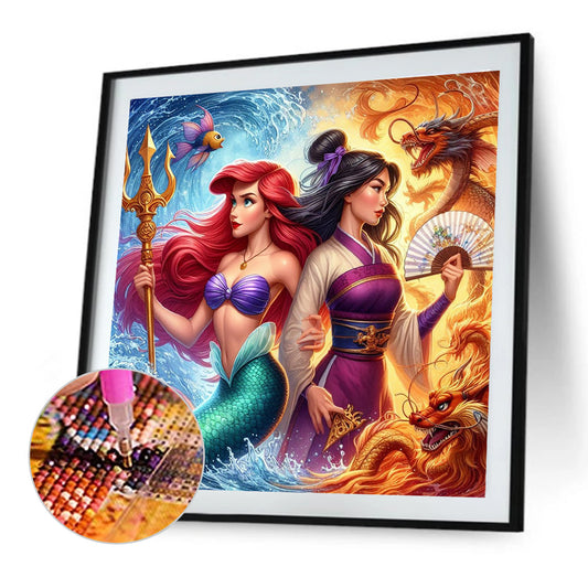 Mermaid And Mulan - Full Round Drill Diamond Painting 40*40CM
