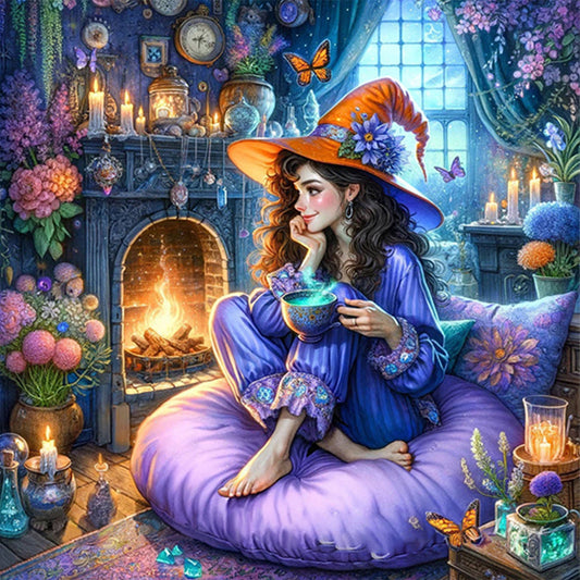 Witch Of Leisure Time - Full AB Round Drill Diamond Painting 40*40CM