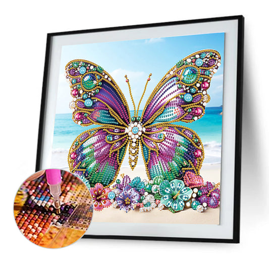 Beach Butterfly - Special Shaped Drill Diamond Painting 30*30CM