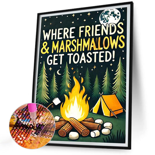 Outdoor Camping Bonfire - Full Round Drill Diamond Painting 30*40CM