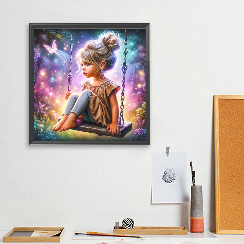 Dream Butterfly Little Girl - Full Square Drill Diamond Painting 40*40CM