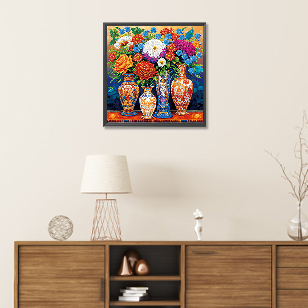 Colorful Vase - Special Shaped Drill Diamond Painting 30*30CM