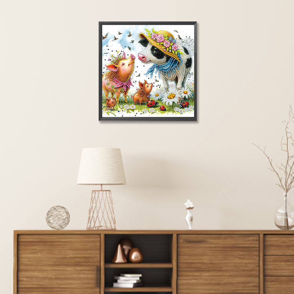 Garden Cow - Special Shaped Drill Diamond Painting 30*30CM