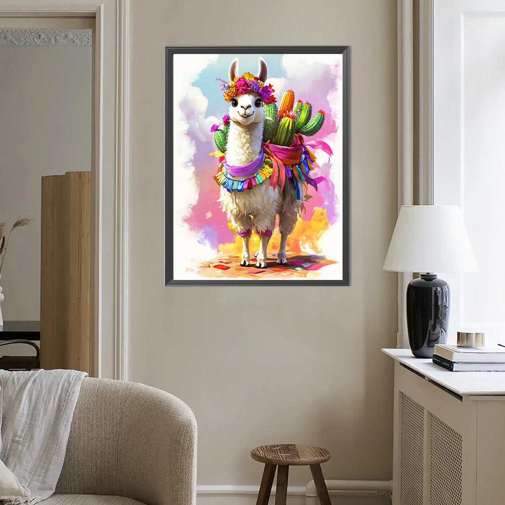 Alpaca In Cactus - Full Round Drill Diamond Painting 40*50CM
