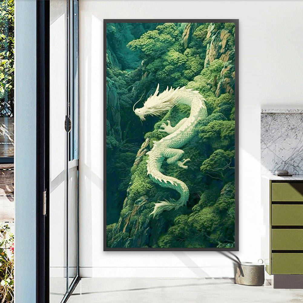Dragons In Green Mountains - Full Square Drill Diamond Painting 40*70CM