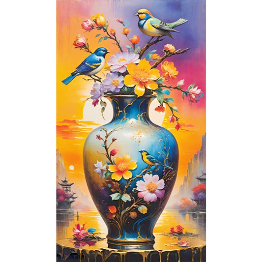 Birds And Vases - Full Square Drill Diamond Painting 40*70CM