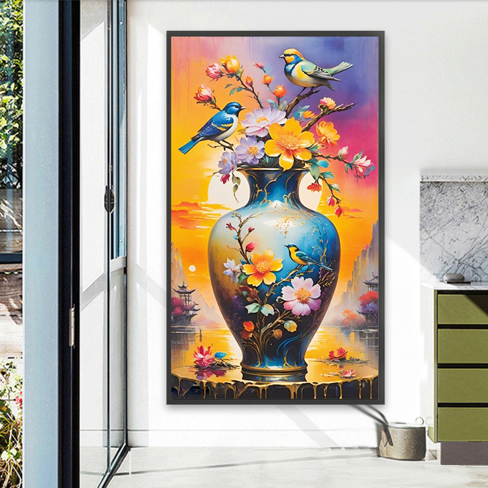 Birds And Vases - Full Square Drill Diamond Painting 40*70CM