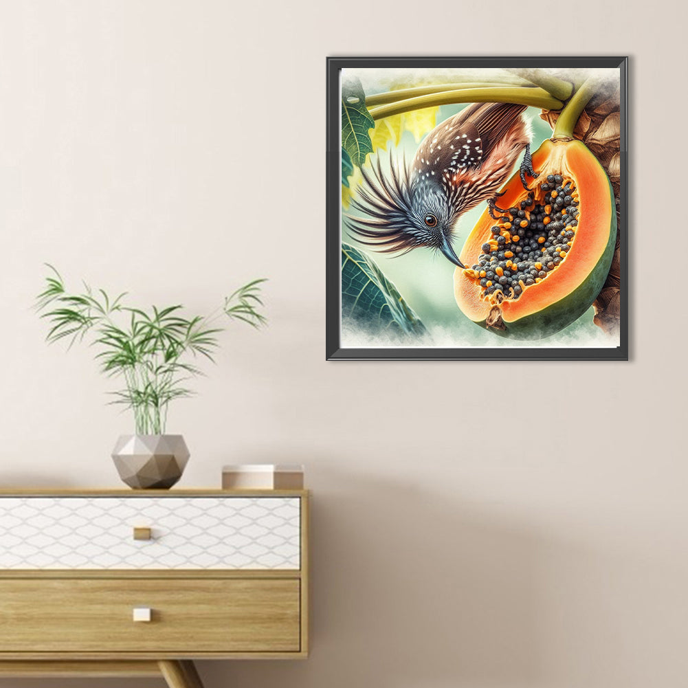 Summer Papaya Palm Finches - Full Round Drill Diamond Painting 30*30CM