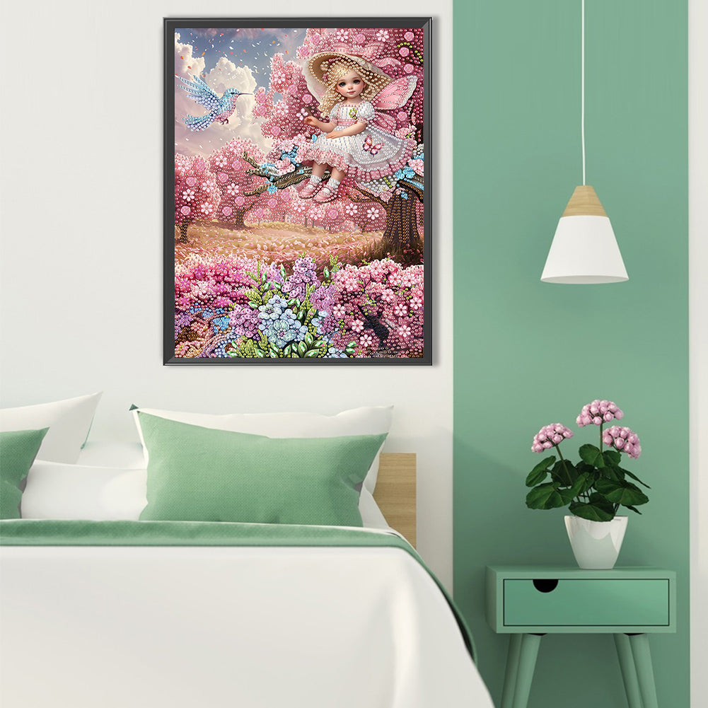 Girl In The Flower Bush - Special Shaped Drill Diamond Painting 30*40CM