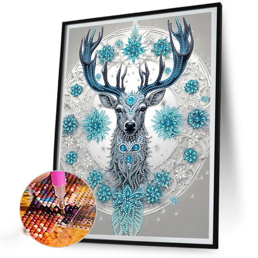 Blue Fantasy Deer - Special Shaped Drill Diamond Painting 30*40CM