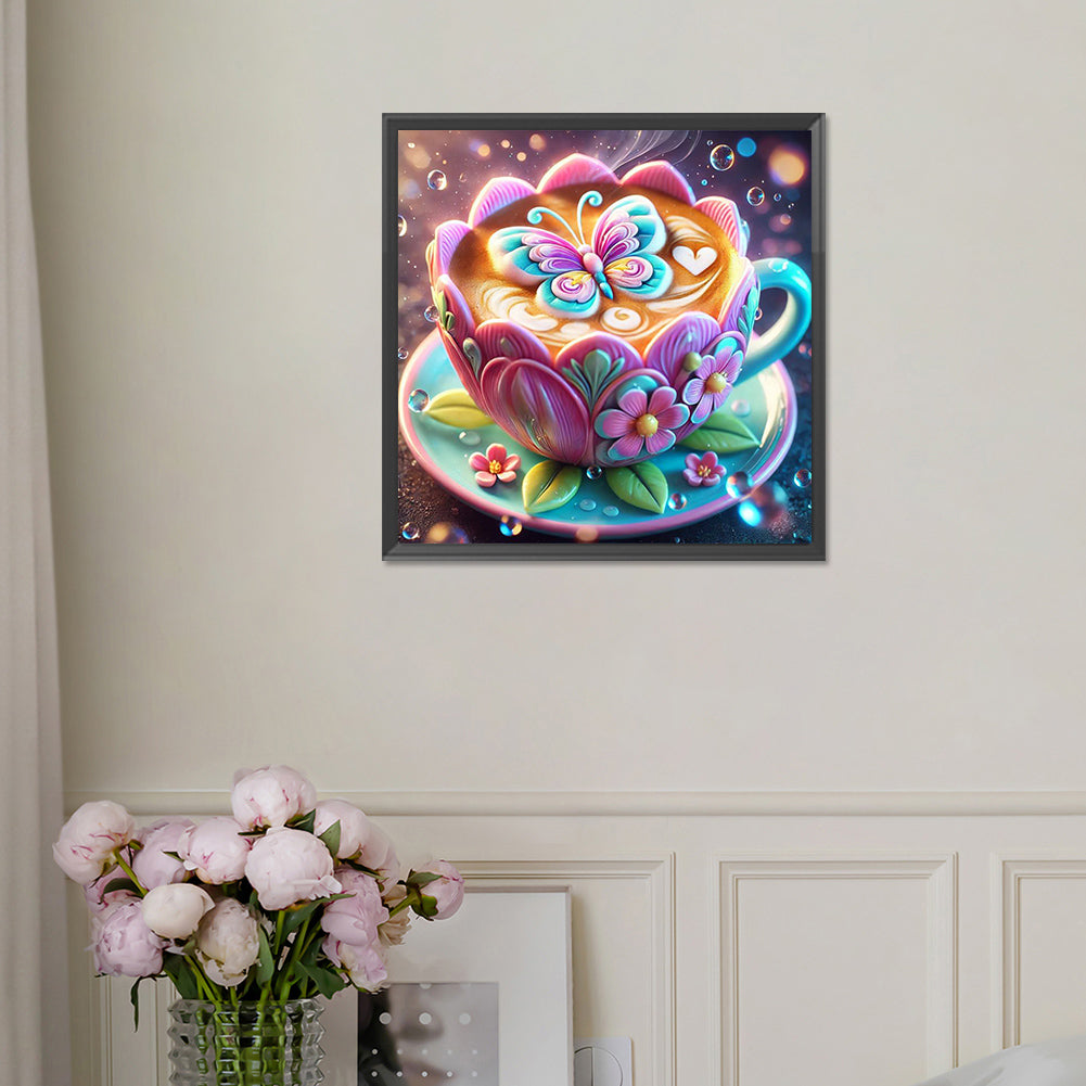 Lotus Coffee Cup - Full Square Drill Diamond Painting 30*30CM