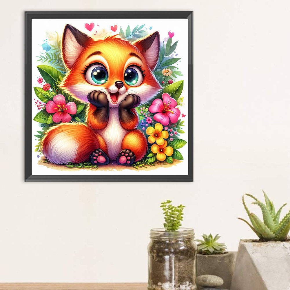 Big Eye Fox - Full Round Drill Diamond Painting 30*30CM