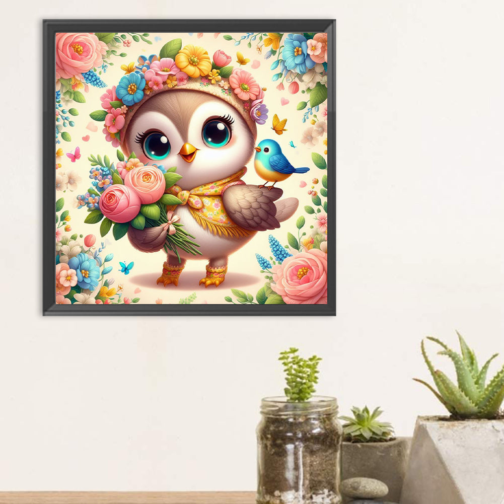Big Eye Owl - Full Round Drill Diamond Painting 30*30CM