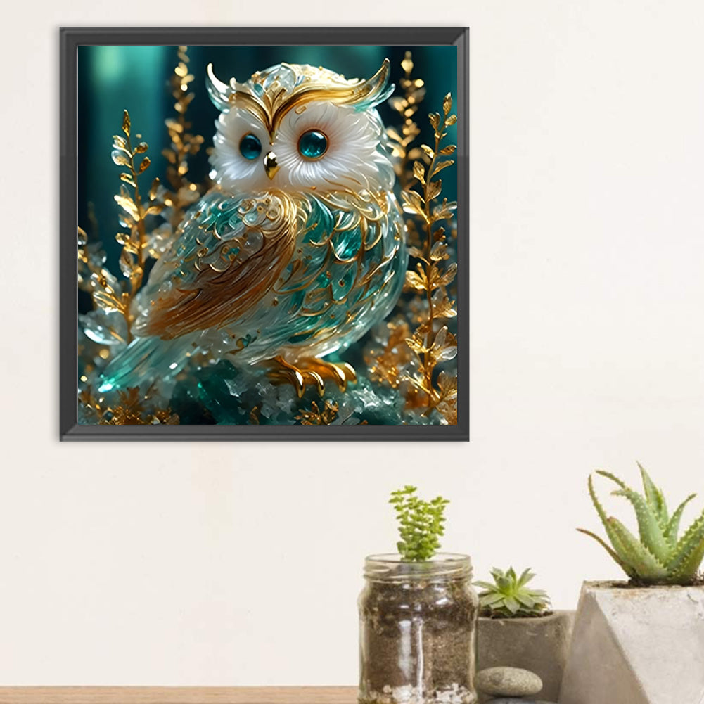 Emerald Owl - Full Round Drill Diamond Painting 30*30CM