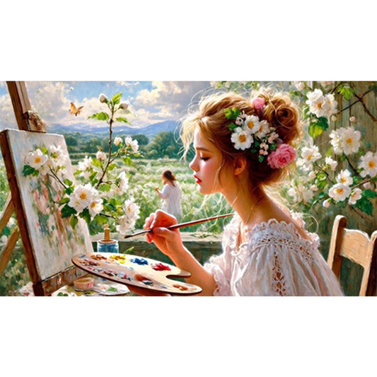 Woman Painting By The Window - Full Square Drill Diamond Painting 70*40CM