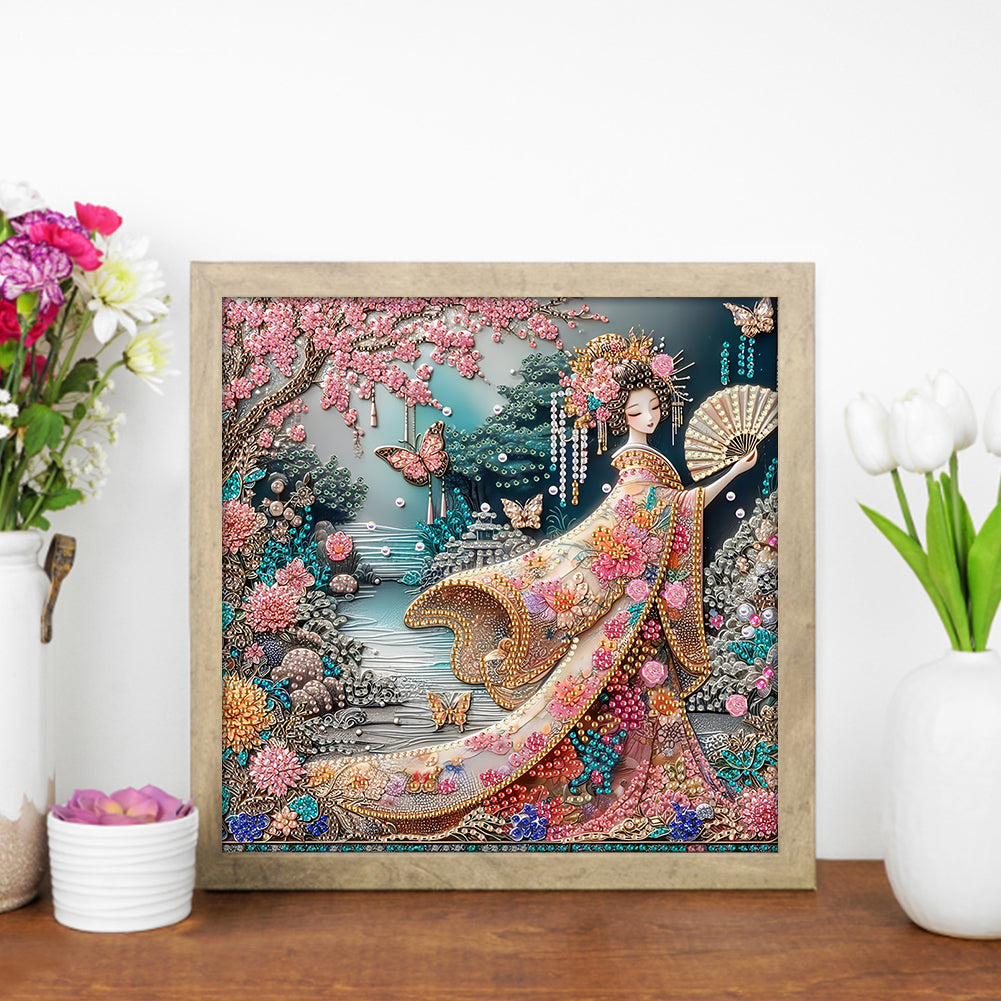 Japanese Geisha Beauty - Special Shaped Drill Diamond Painting 30*30CM