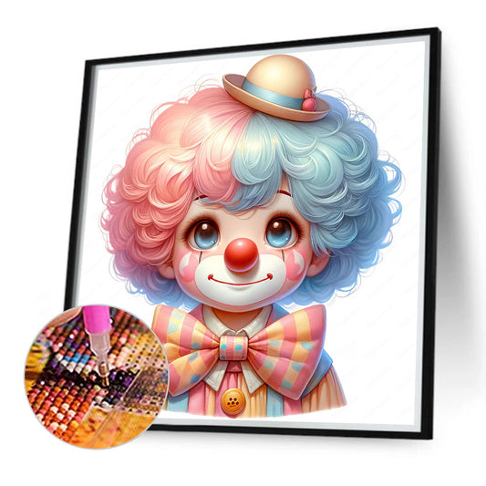 Girl With Clown Makeup - Full Round Drill Diamond Painting 40*40CM