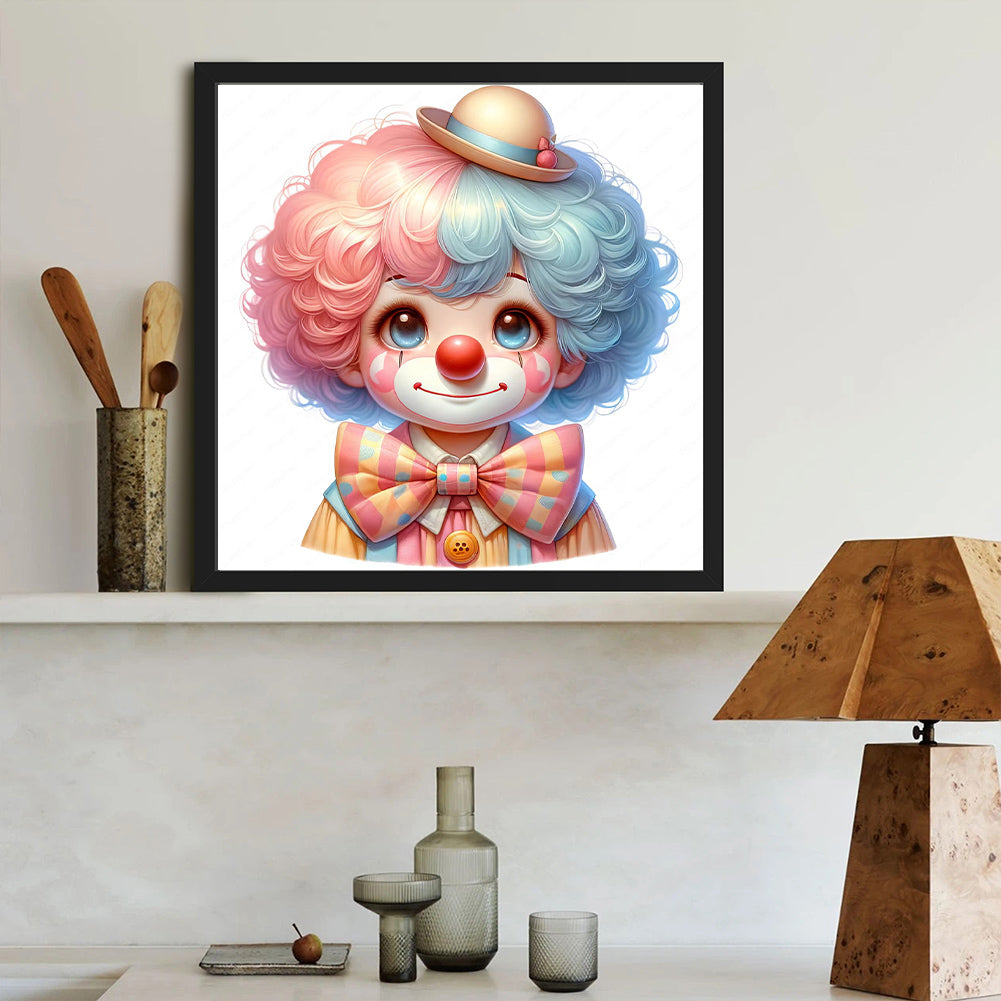 Girl With Clown Makeup - Full Round Drill Diamond Painting 40*40CM