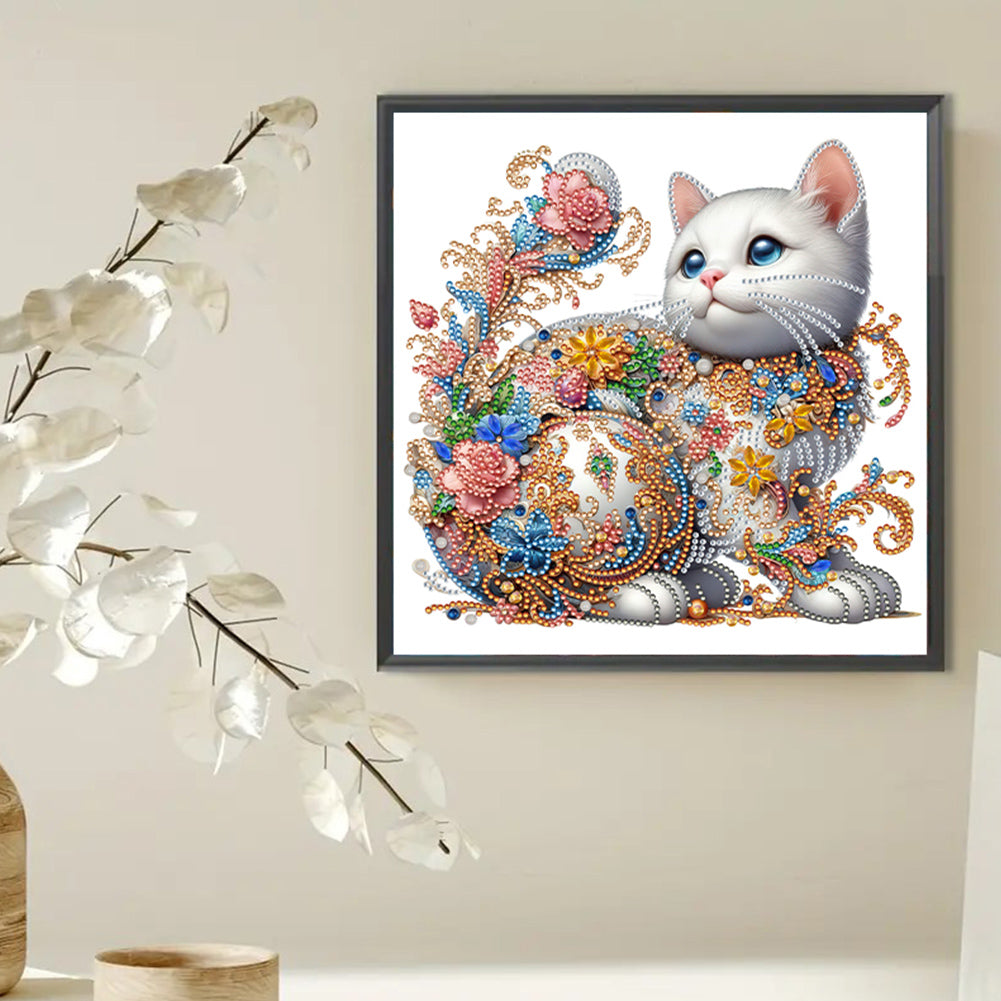 White Cat - Special Shaped Drill Diamond Painting 30*30CM