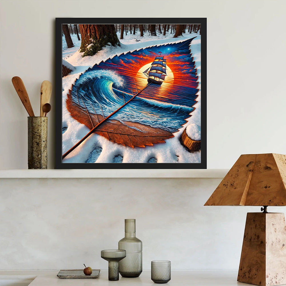 Dead Leaf Sail - Full Round Drill Diamond Painting 40*40CM