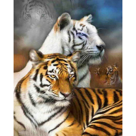 Yellow And White Tiger - Full Square Drill Diamond Painting 40*50CM