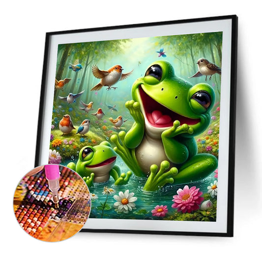 Happy Frog Sparrow Group - Full Round Drill Diamond Painting 40*40CM