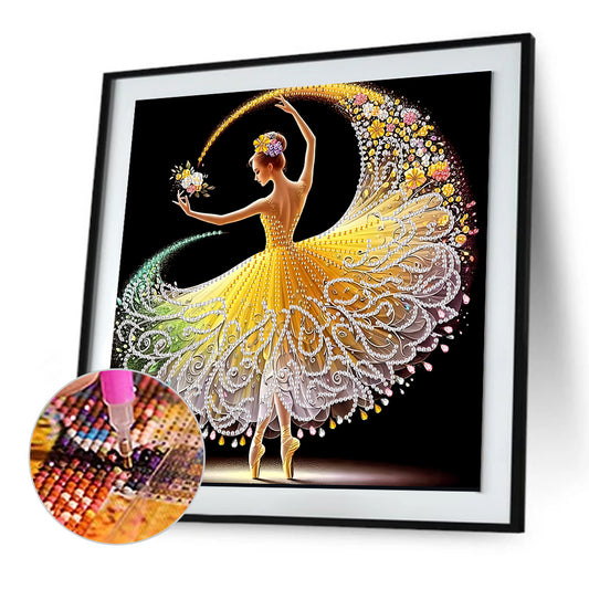 Dancing Girl With Beautiful Skirt - Special Shaped Drill Diamond Painting 30*30CM