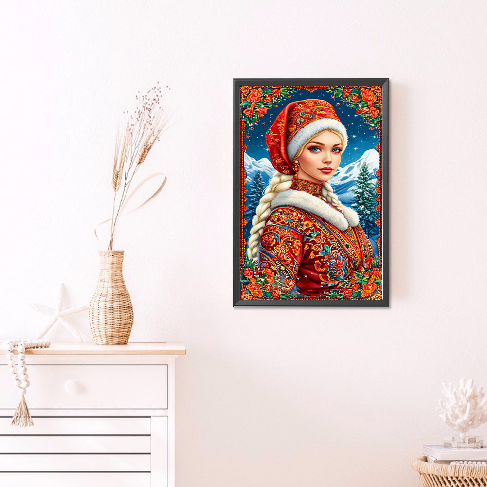 Ethnic Girl - Full AB Round Drill Diamond Painting 40*60CM