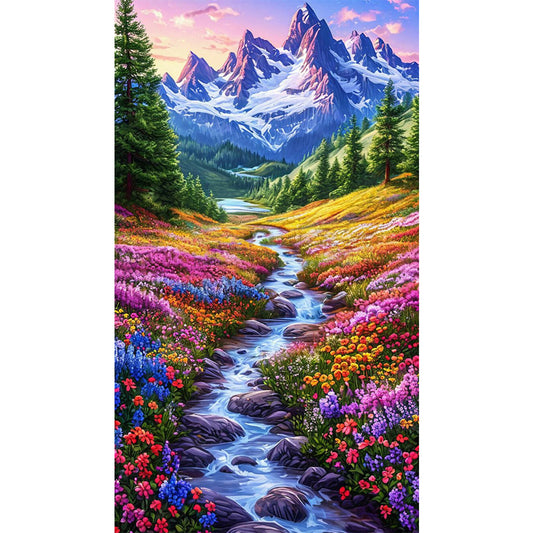 Flowers In The Mountains And Streams - Full AB Round Drill Diamond Painting 40*70CM