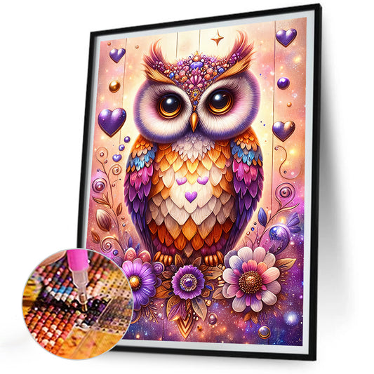 Flower Owls - Full Round Drill Diamond Painting 30*40CM