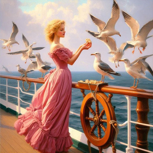 Seagull On The Boat - Full Square Drill Diamond Painting 40*40CM