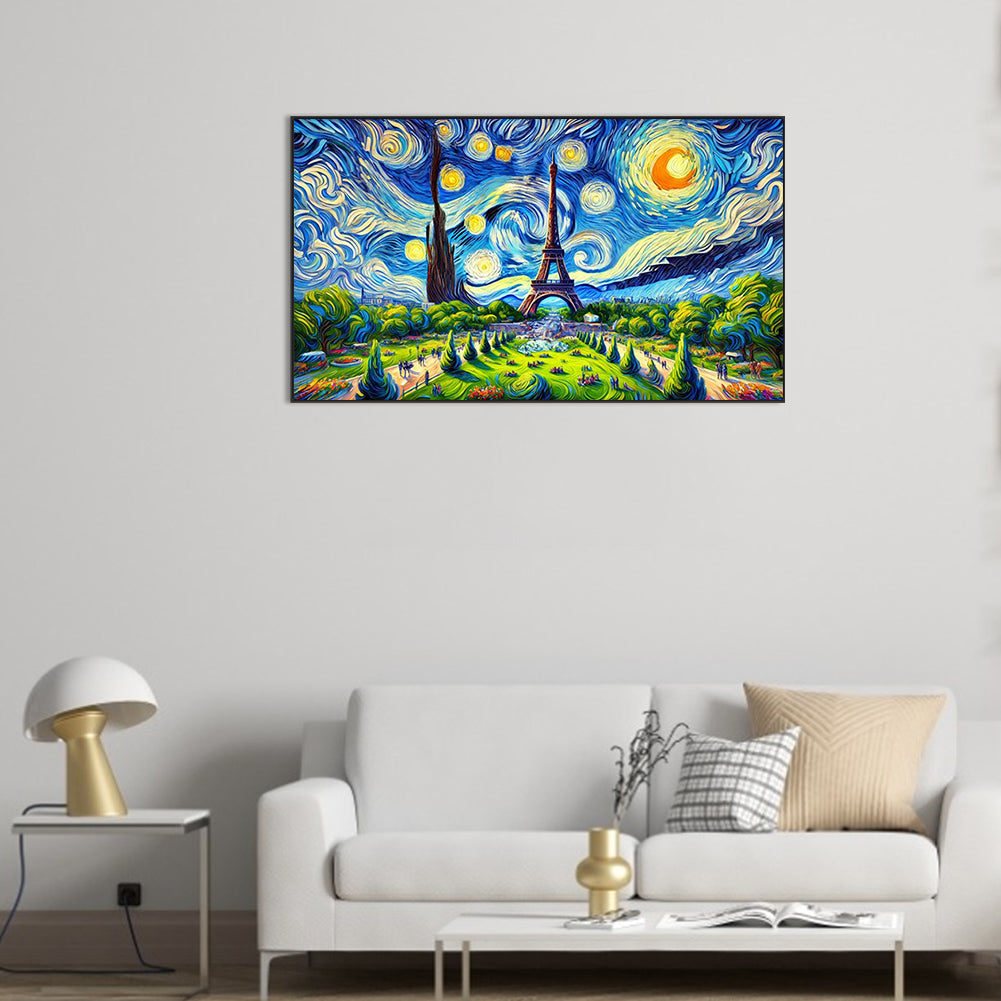 Eiffel Tower At Starry Night Eiffel Tower - Full Round Drill Diamond Painting 70*40CM