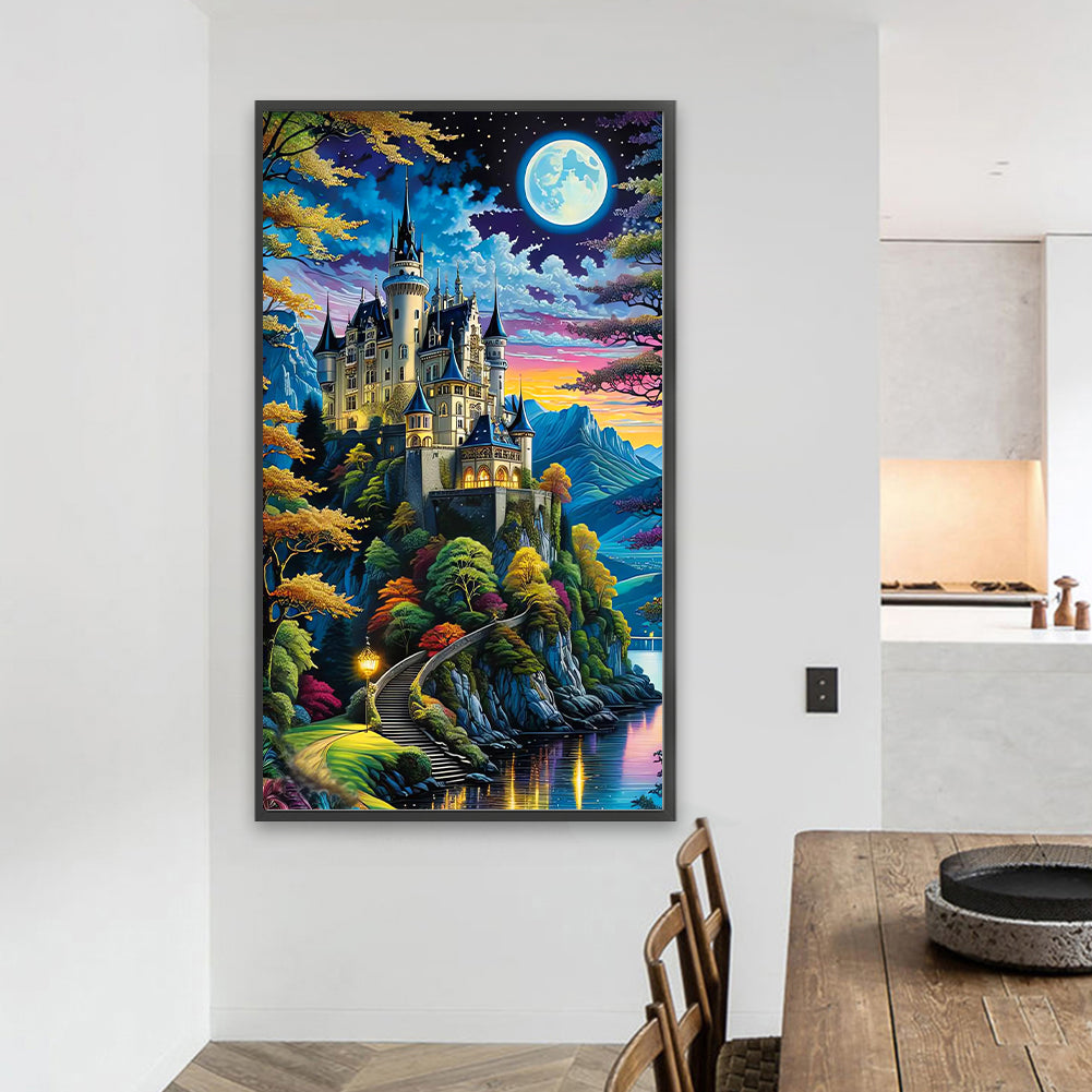 Castle Under The Moon - Full Round Drill Diamond Painting 40*70CM