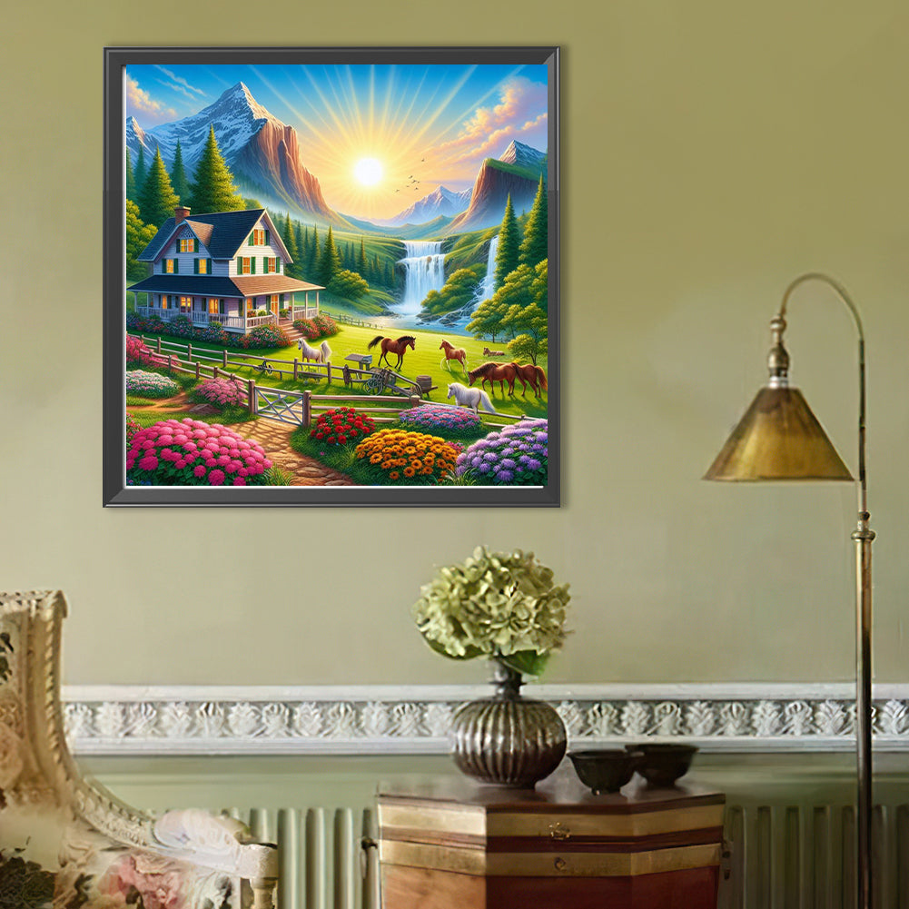 Natural Village - Full Round Drill Diamond Painting 50*50CM