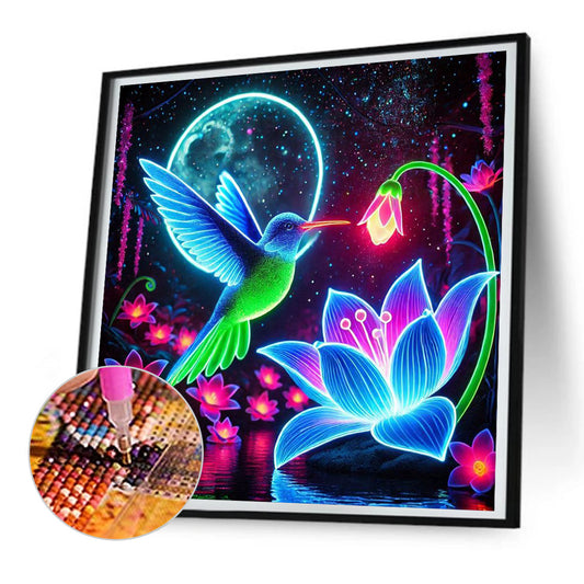 Luminous Hummingbirds - Full Round Drill Diamond Painting 30*30CM