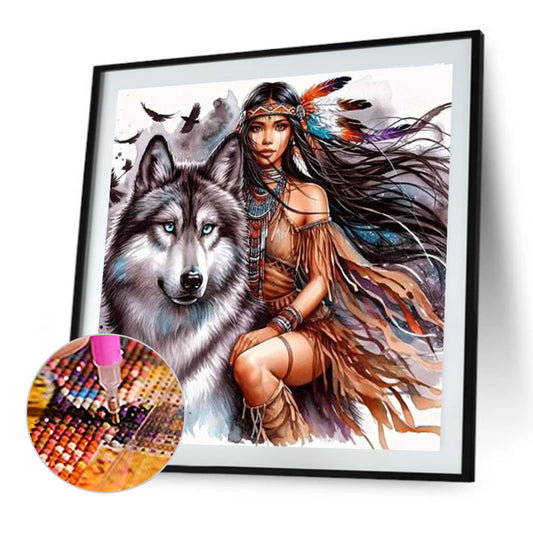 Girl And Wolf - Full Round Drill Diamond Painting 40*40CM